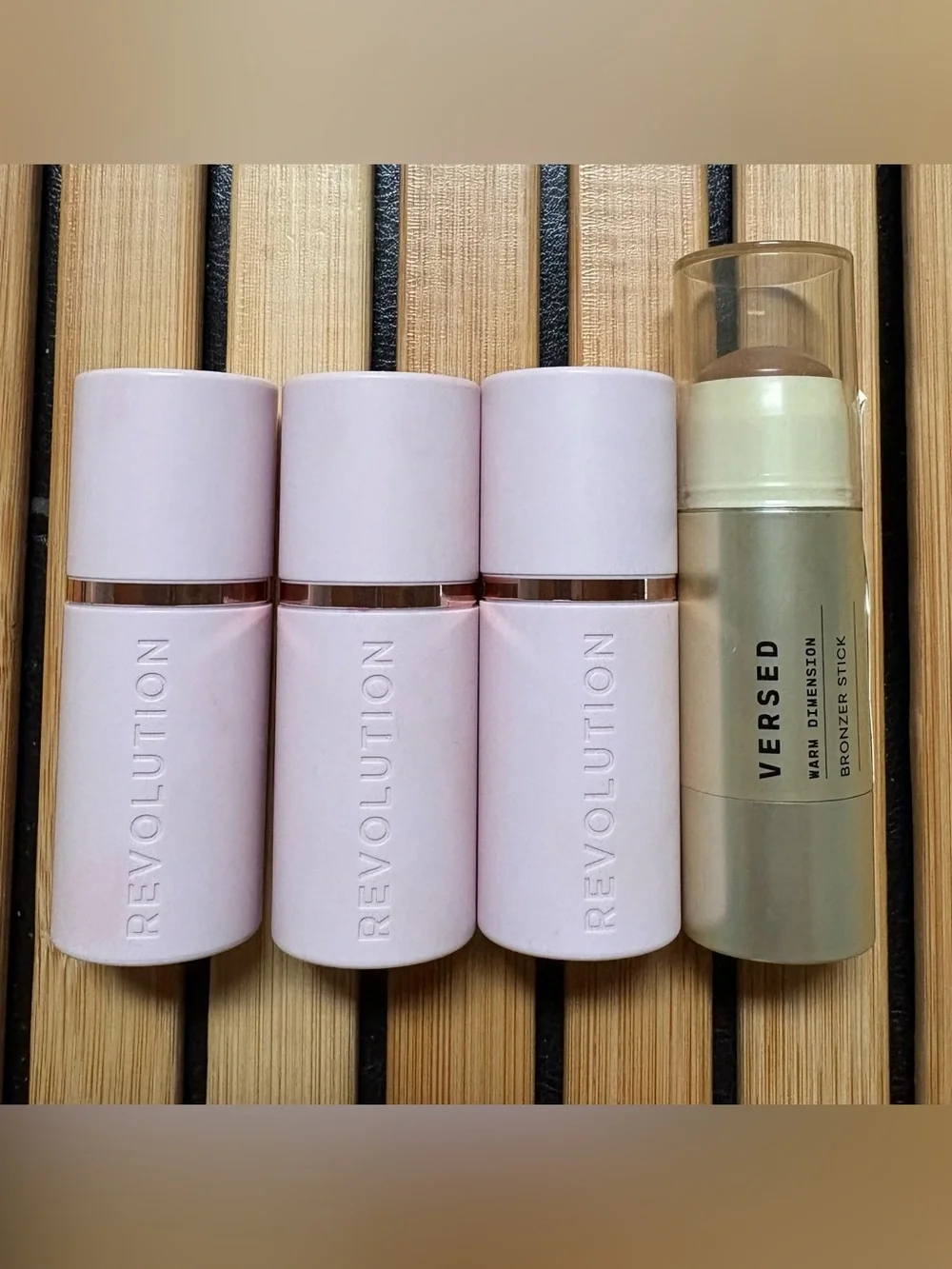 3 Revolution Skin Silk Marble Blush Sticks + 1 Versed Bronzer Stick